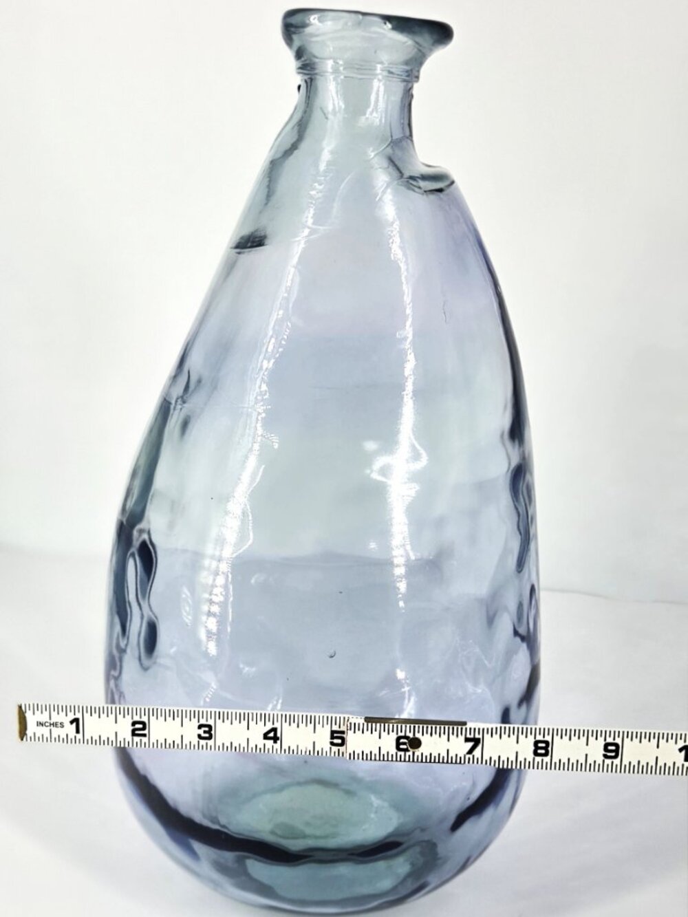 Handmade 100% Recycled Oblong Blue Balloon Glass Vase/Bottle Made in Spain - Picture 7 of 10